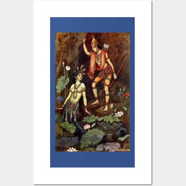 Arjuna and the River Nymph - Warwick Goble Wall Art by forgottenbeauty